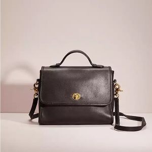 Vintage Coach Court bag in black color with brass hardware #9870